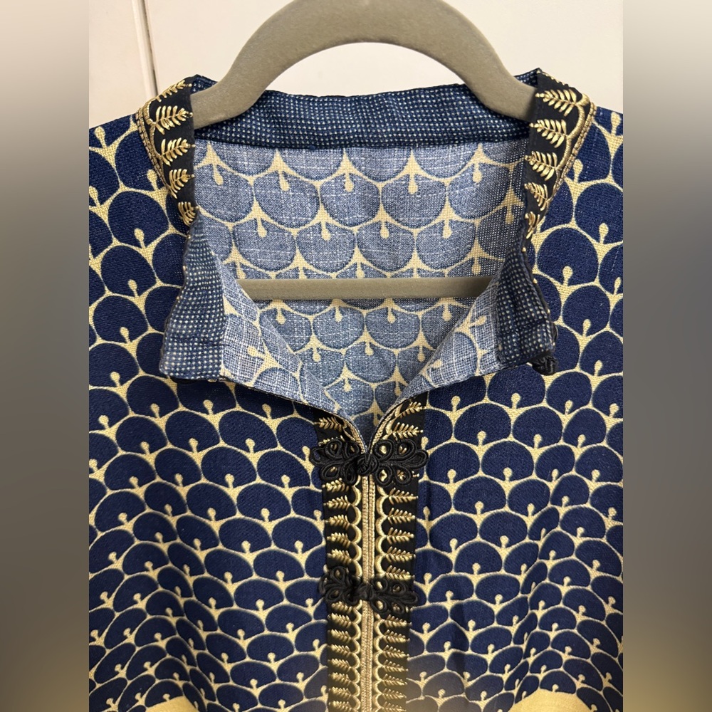 Navy & Yellow Patterned Decorative Arabian dress Size M/L - Picture 5 of 6
